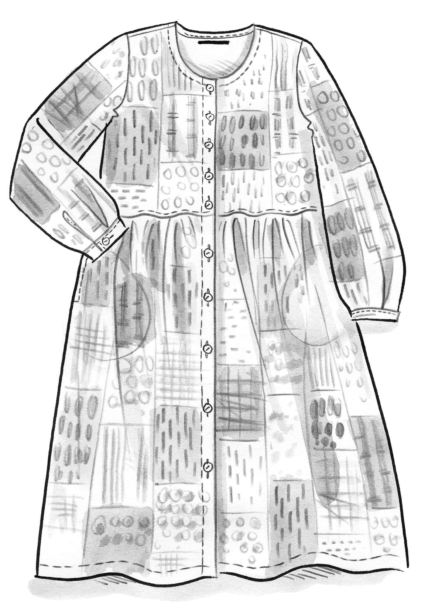 Geweven jurk  Ottilia  van linnen/modal