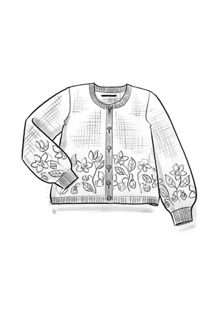 Geblümte Strickjacke „Hildur“ aus Wolle - dunkelaschgrau-melange