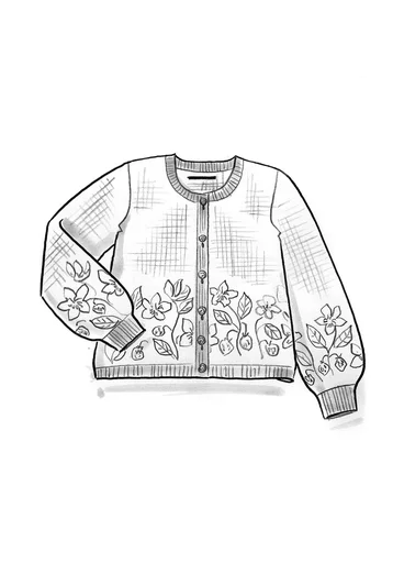 Geblümte Strickjacke „Hildur“ aus Wolle - dunkelaschgrau-melange