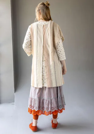 “Ketchi” woven jumper dress in wool/cotton - oyster