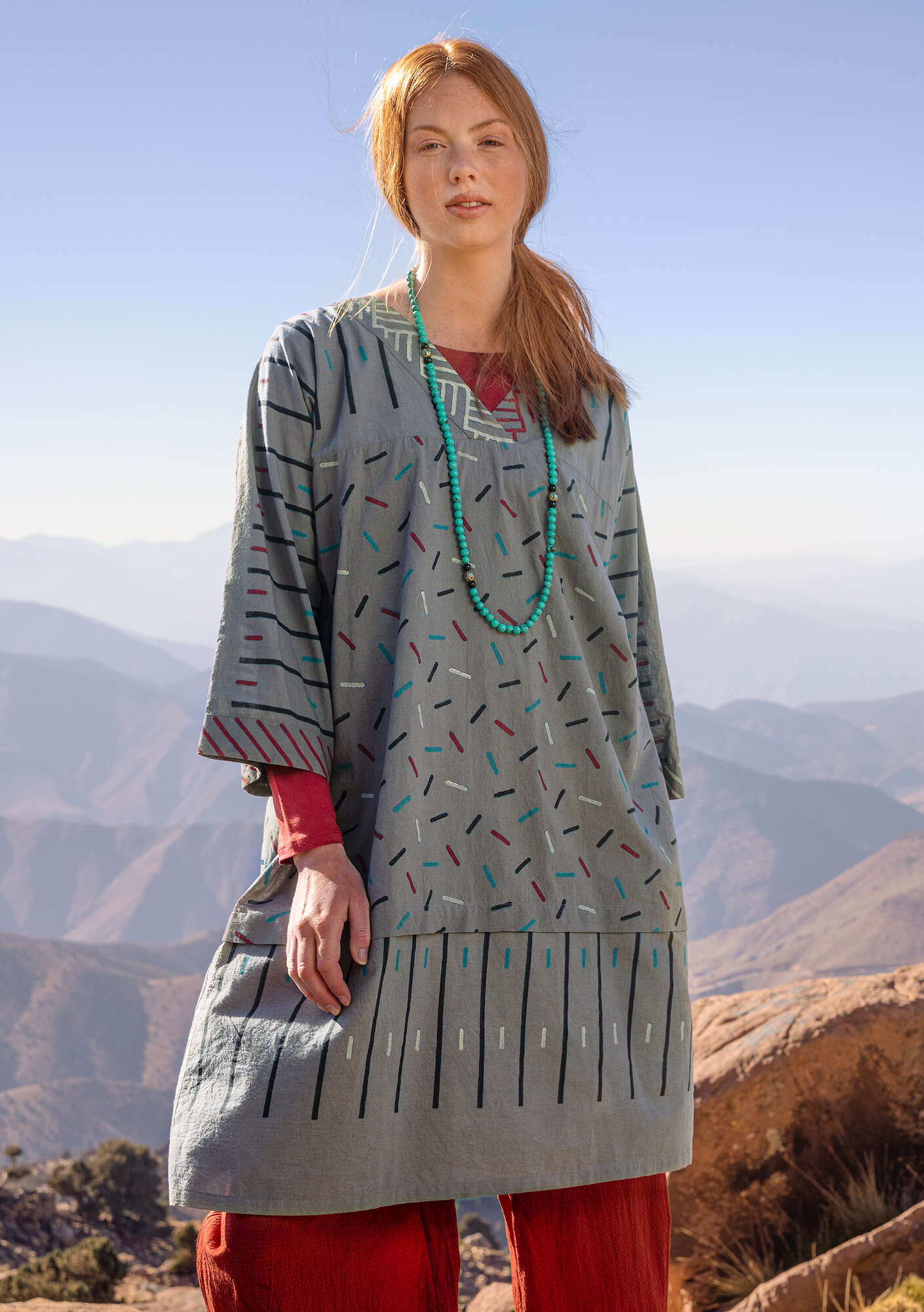 “Sky” woven organic cotton dress graphite
