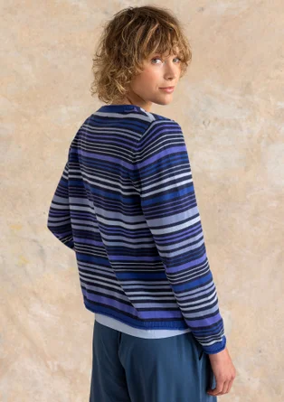 Cardigan "Esme" i økologisk/genanvendt bomuld - mørk indigo/stribet