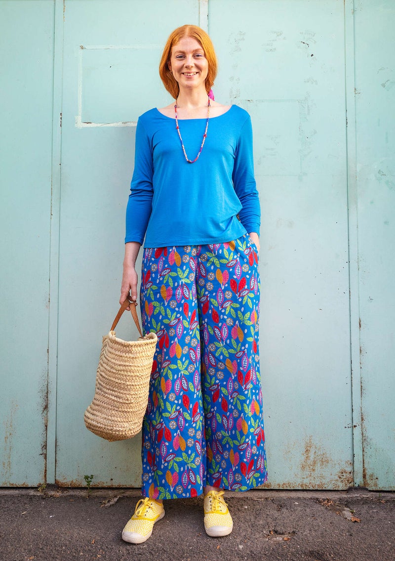 “Salsa” woven organic cotton trousers cornflower blue