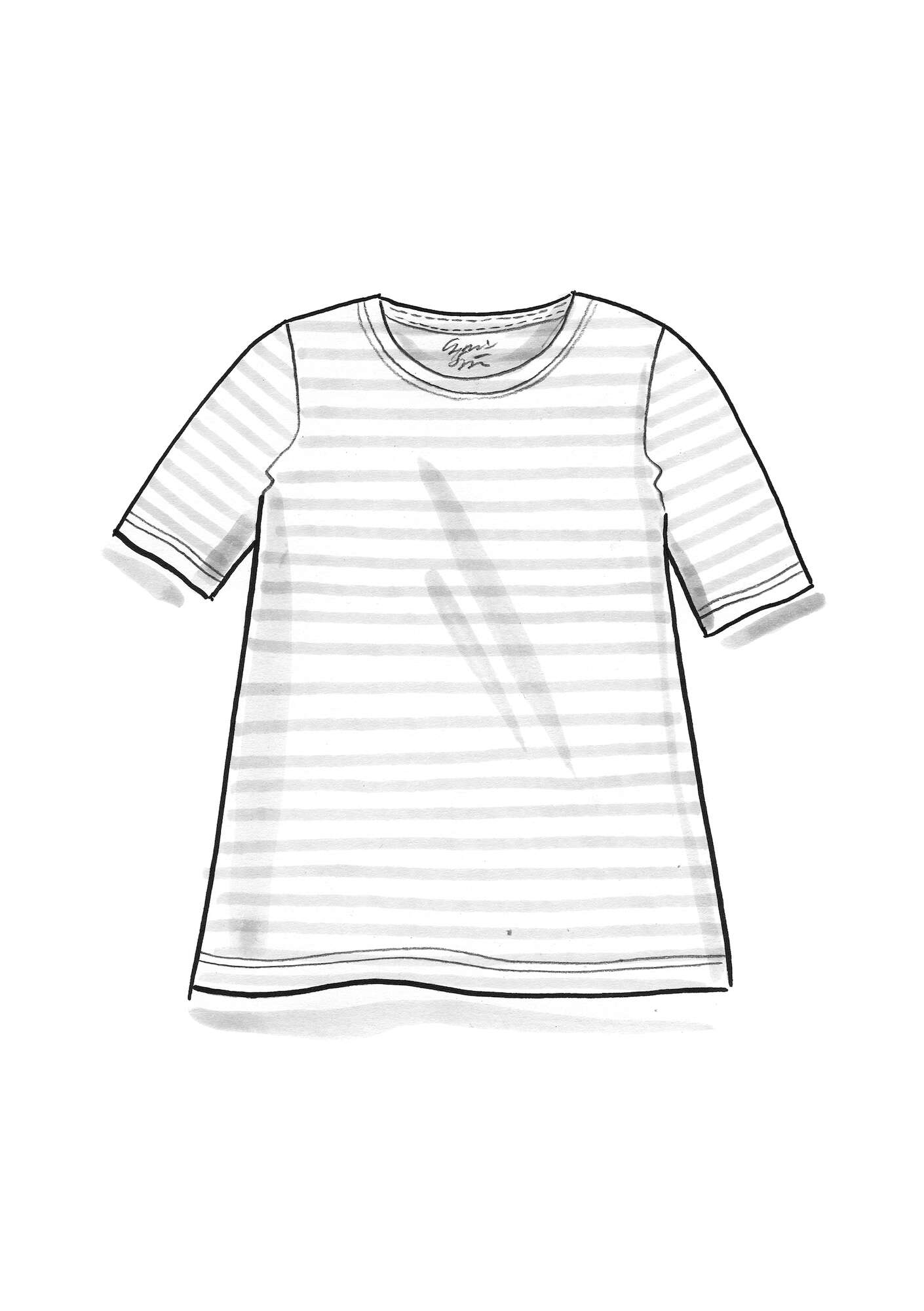 Gestreept T-shirt van biologisch katoen ongebleekt/lichtaardappel