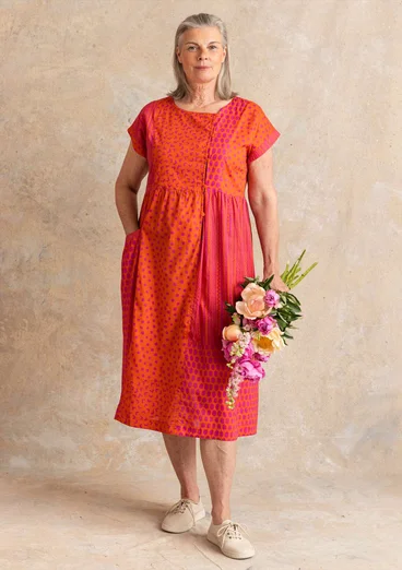 Robe tissée "Sally" en coton biologique - pamplemousse