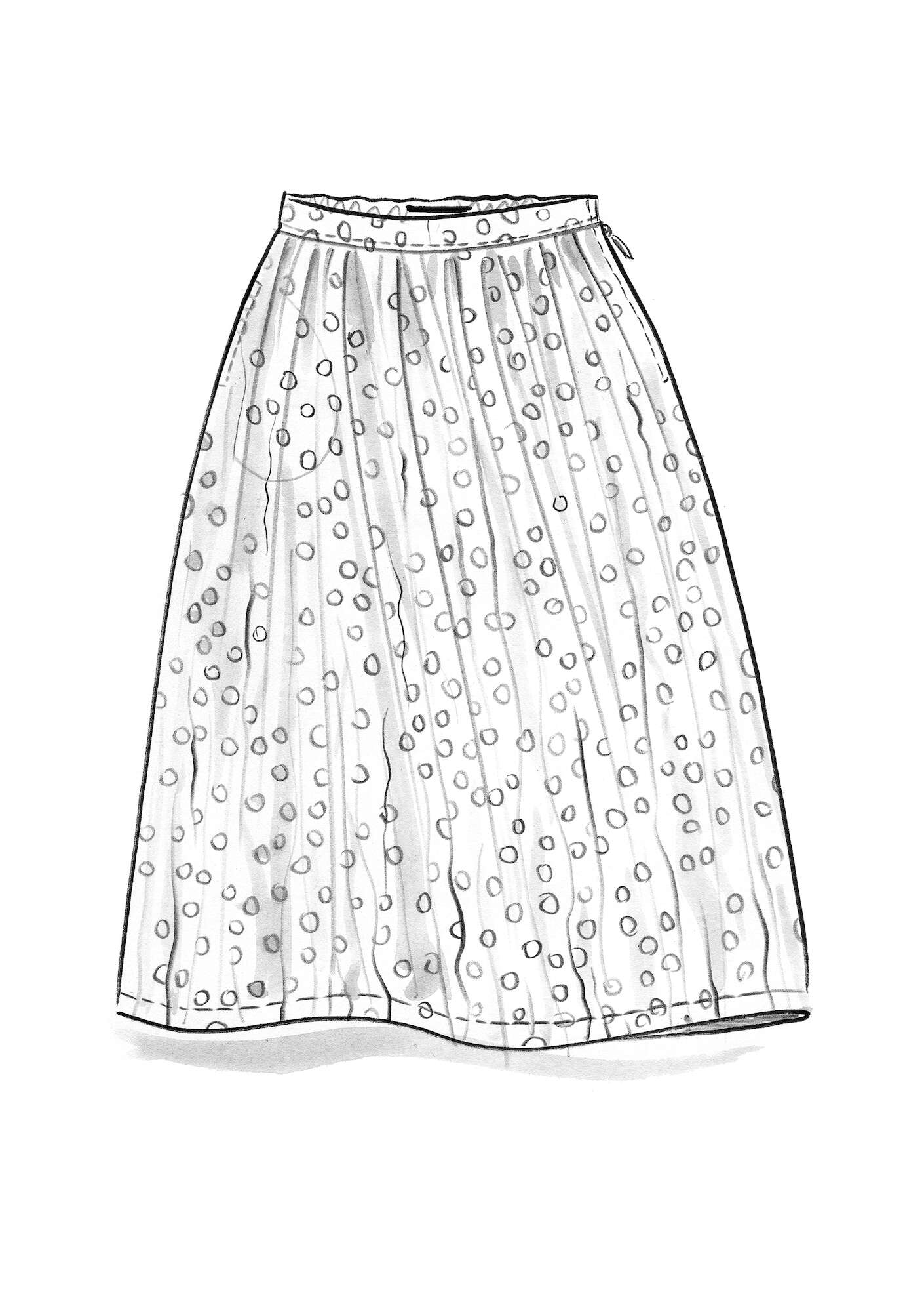 Vævet nederdel  Alice  i økologisk bomuld jerngrå/mønstret