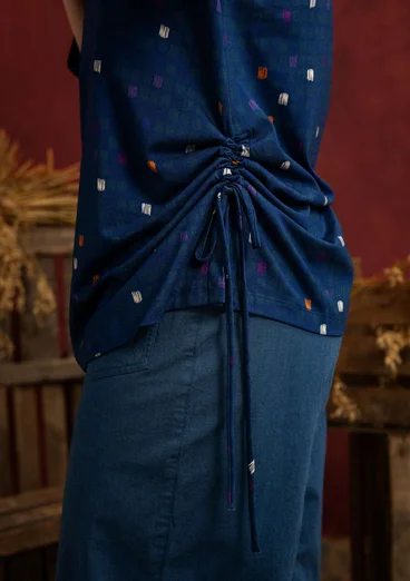 “Fields” patterned cotton/modal top - indigo