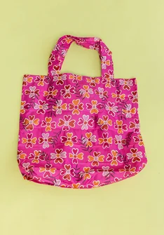 Sac shopping repliable "Peggy" en polyester recyclé - hibiscus