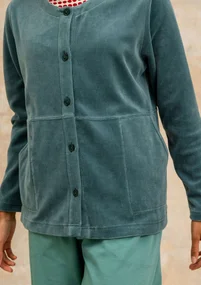 Einfarbige Veloursjacke aus Bio-Baumwolle/Recycling-Polyester - teebaum