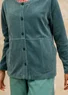 Solid-colored velour cardigan in organic cotton/recycled polyester (tea tree L)