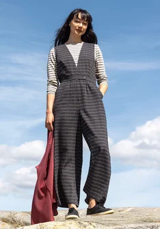 “Wavy” woven organic cotton jumpsuit - black