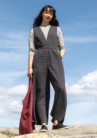 “Wavy” woven organic cotton jumpsuit - black