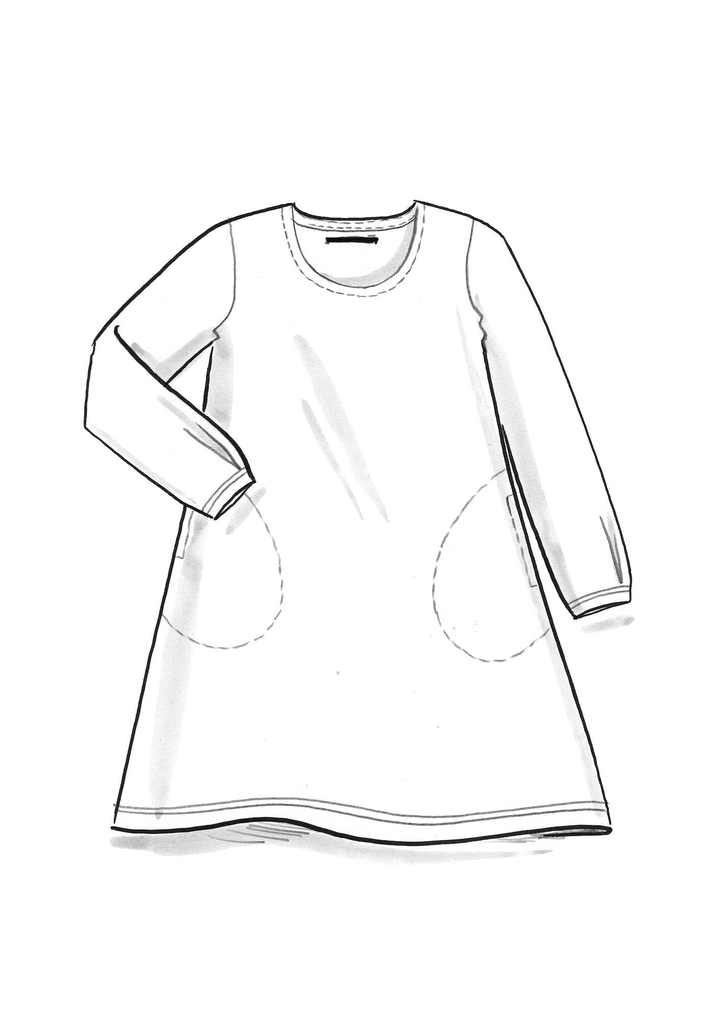 Jersey tunic in organic cotton/linen mustard