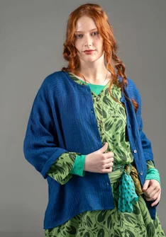 “Bodil” woven linen blouse - indigo blue