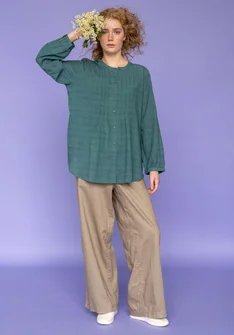 “Garden” woven organic cotton/linen trousers - mole