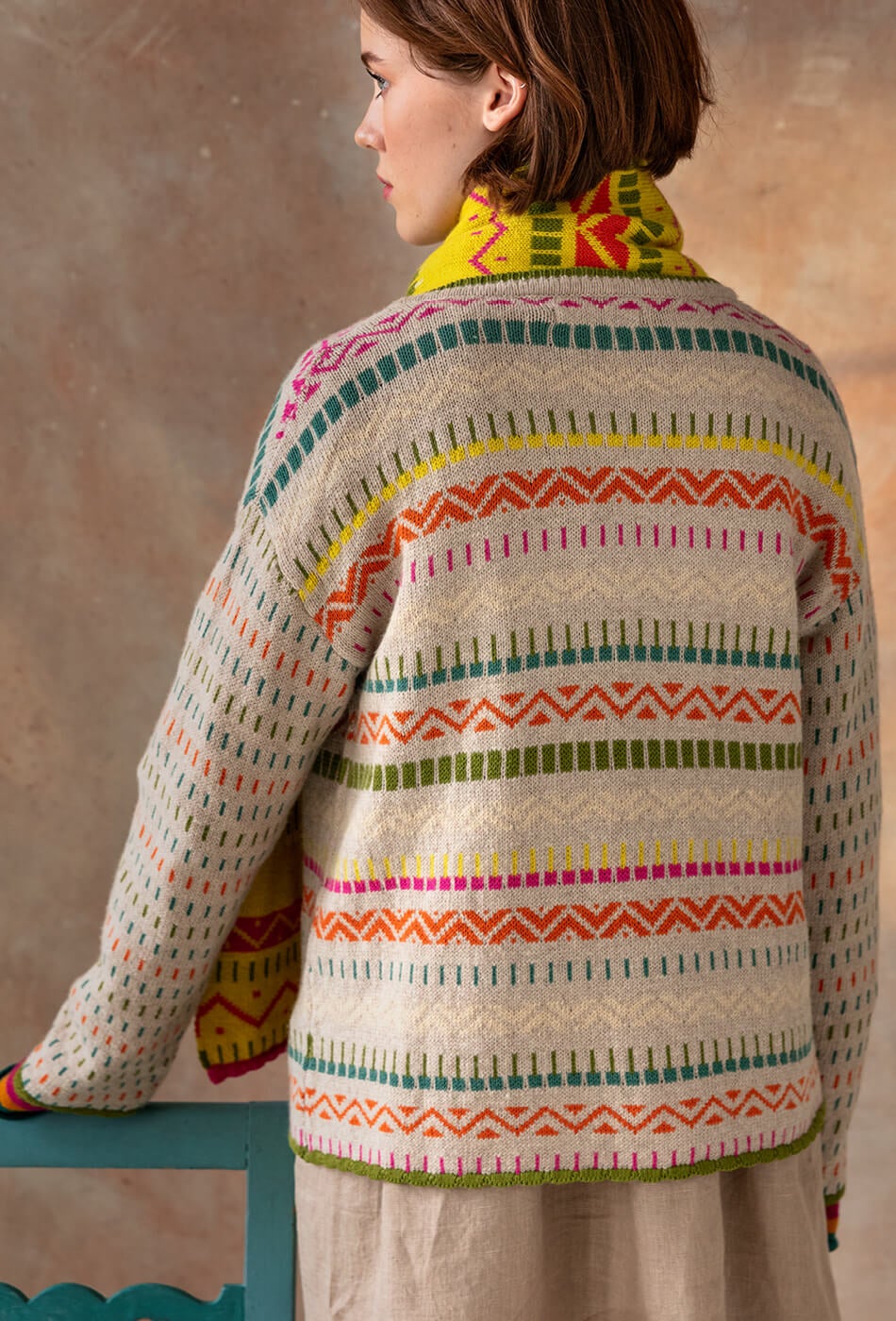 “Strikk” cardigan in a wool/hemp/recycled cotton blend
