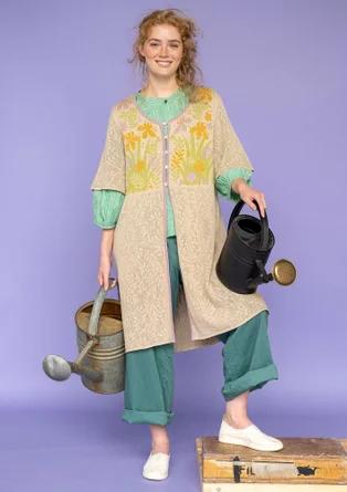 “Garden” woven organic cotton/linen trousers - artemisia