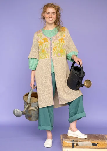 “Garden” woven organic cotton/linen trousers - artemisia