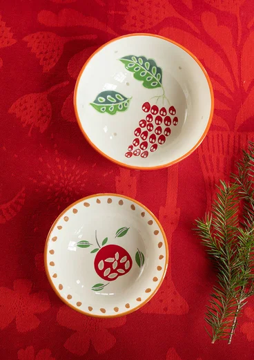 “Fruits” ceramic bowl, 2-pack - tomato