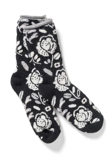 Socken „Vinterros“ aus Wollfrottee - schwarz