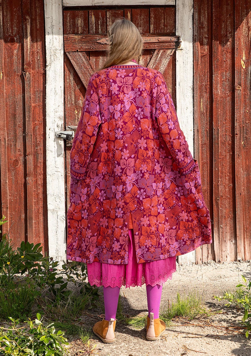 “Ottilia” knit coat in wool and organic/recycled cotton grape