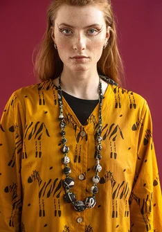 Kette „Zuri“ aus Bio-Baumwolle/Recyclingholz - schwarz