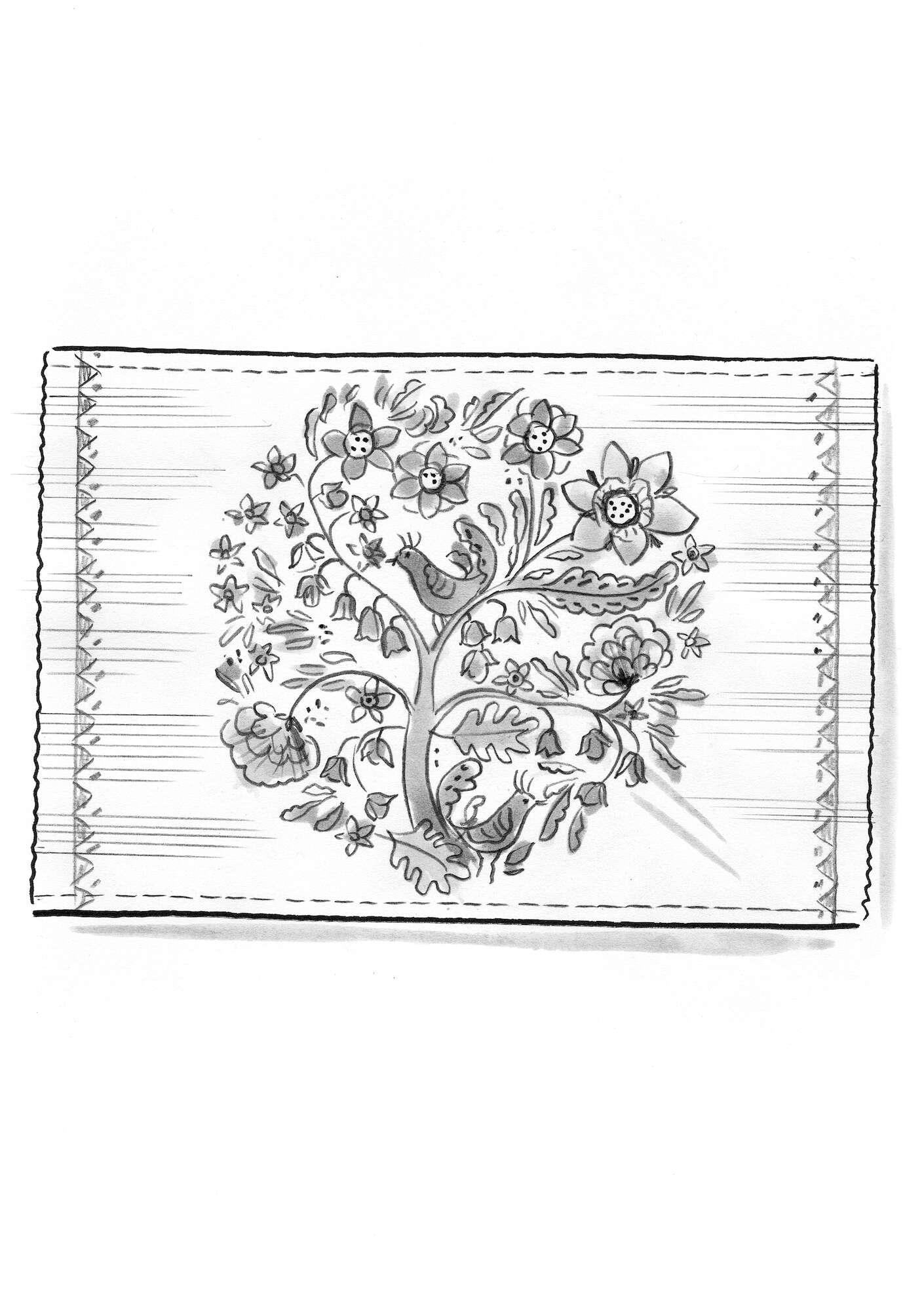 “Tree of Life” place mat in linen/cotton