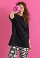 Vævet tunika "Vendela" i økologisk bomuld - sort