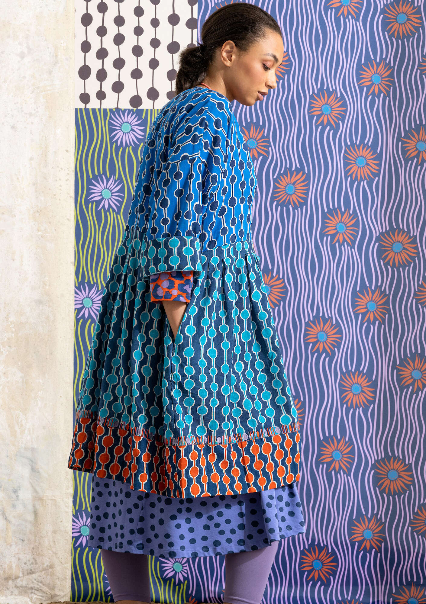 Robe  Zazu  en coton biologique tissé bleu indigo