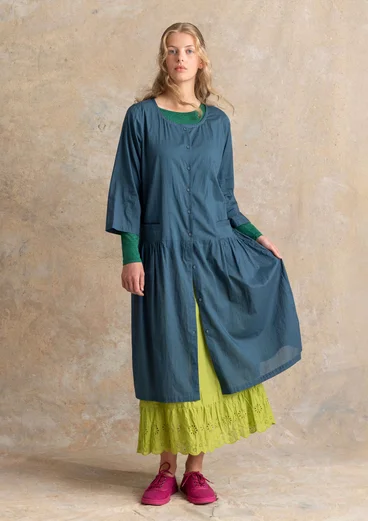 “Tindra” woven organic cotton dress - indigo green