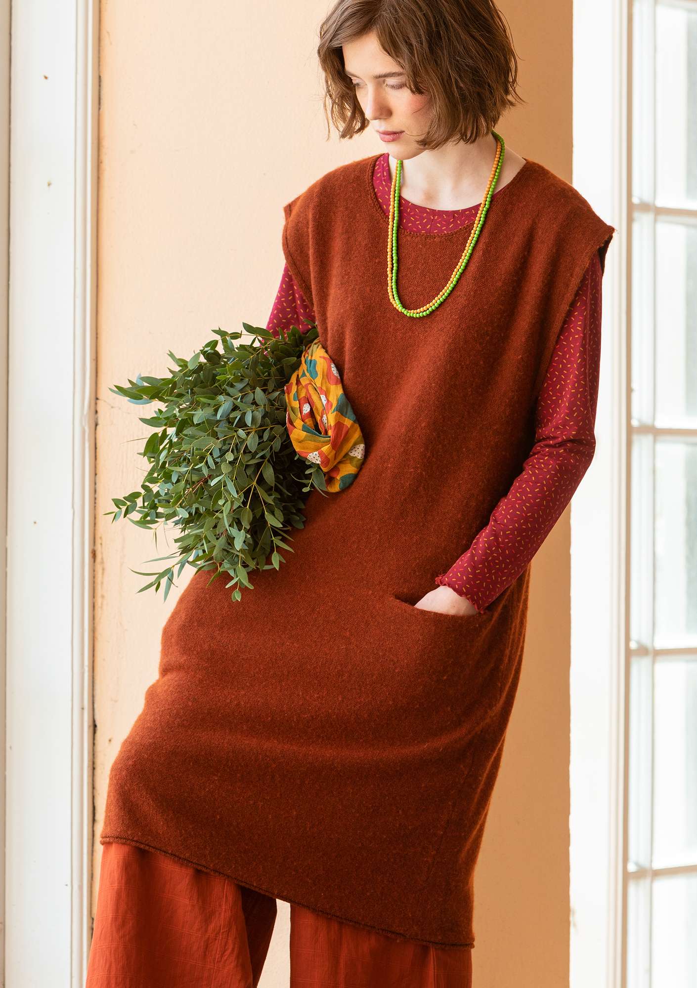 Dress in a lambswool/recycled polyamide knit fabric masala thumbnail