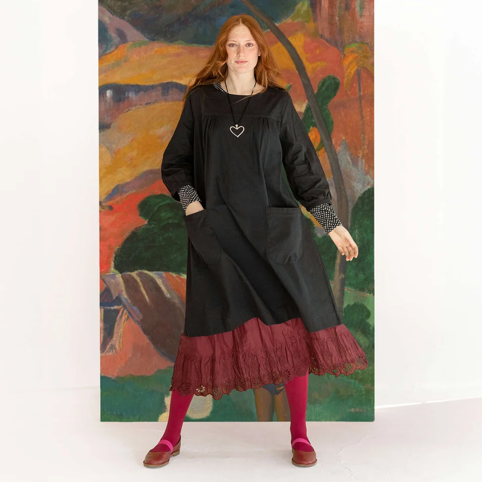 Webkleid „Benedita“ aus Bio-Baumwolle - schwarz