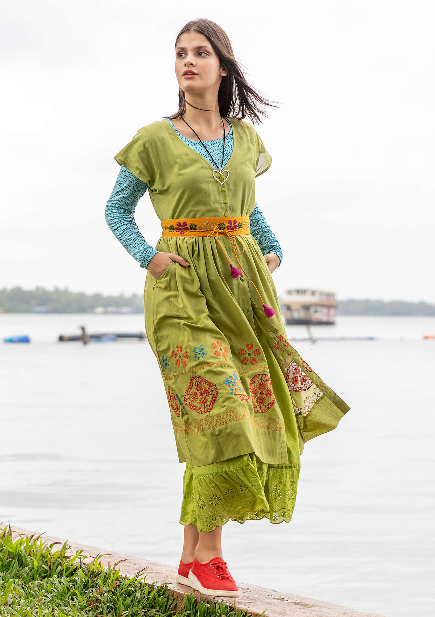 green emerald velvet dress Green Short Sleeve Viking Dress