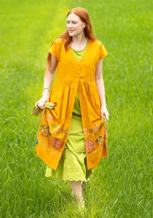Ärmelloses Kleid „Cross“ aus Bio-Baumwolle - senf