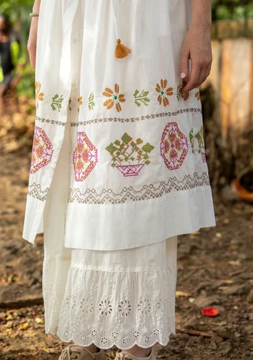 Ärmelloses Kleid „Cross“ aus Bio-Baumwolle - halbgebleicht