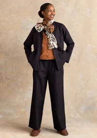 “Esme” woven organic cotton/linen trousers - black