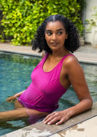 “Bow” polyamide/elastane swimsuit - cyklamen