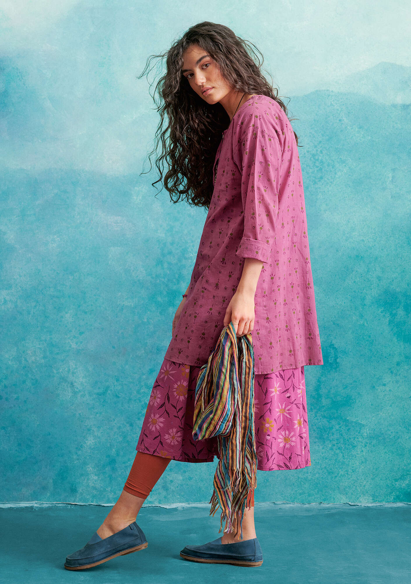 “Indra” woven organic cotton tunic pink orchid thumbnail