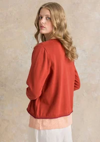 Cardigan "Esme" i økologisk/genanvendt bomuld - kraprød