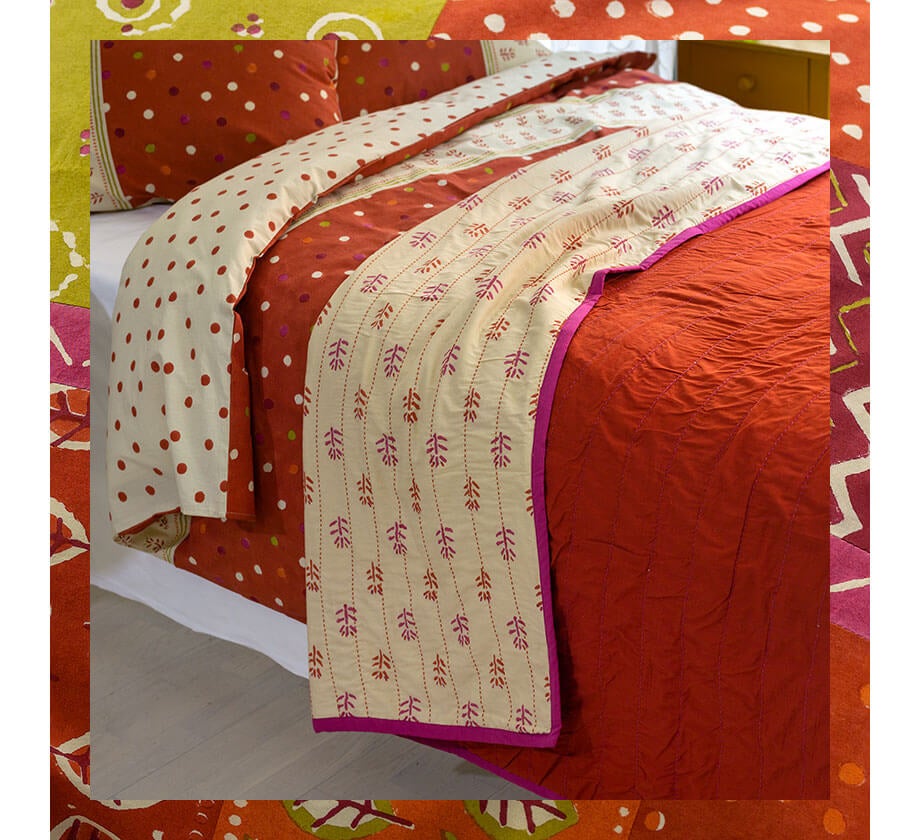 Blockdruck-Bettbezug „Chandra“ aus Öko-Baumwolle
