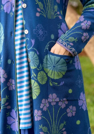 Stribet jerseytunika i økologisk bomuld - svart indigo