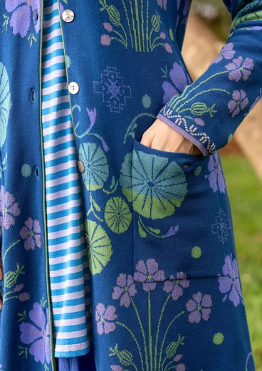 Stribet jerseytunika i økologisk bomuld - svart indigo