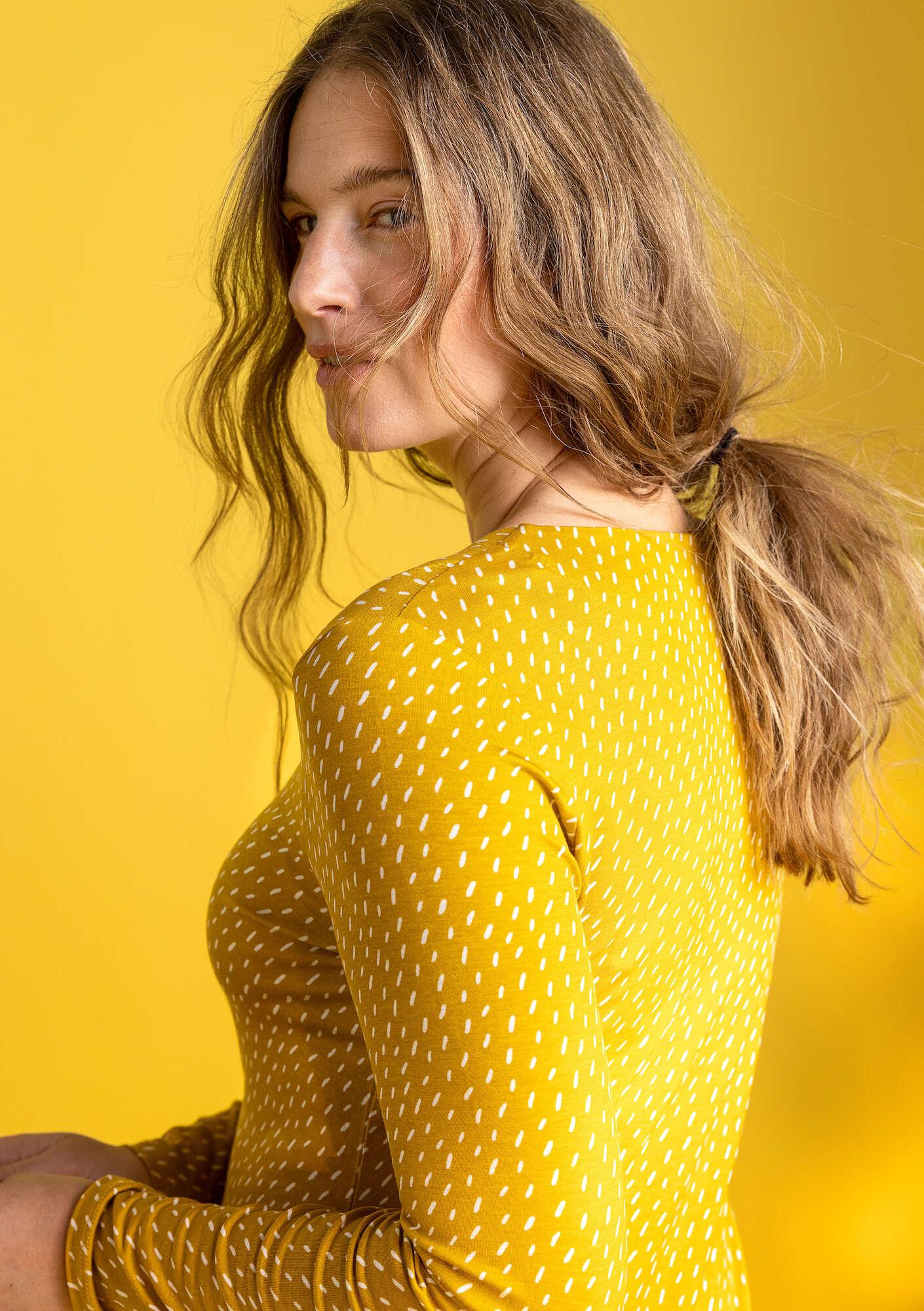 Tricot top Luna canola field/patterned