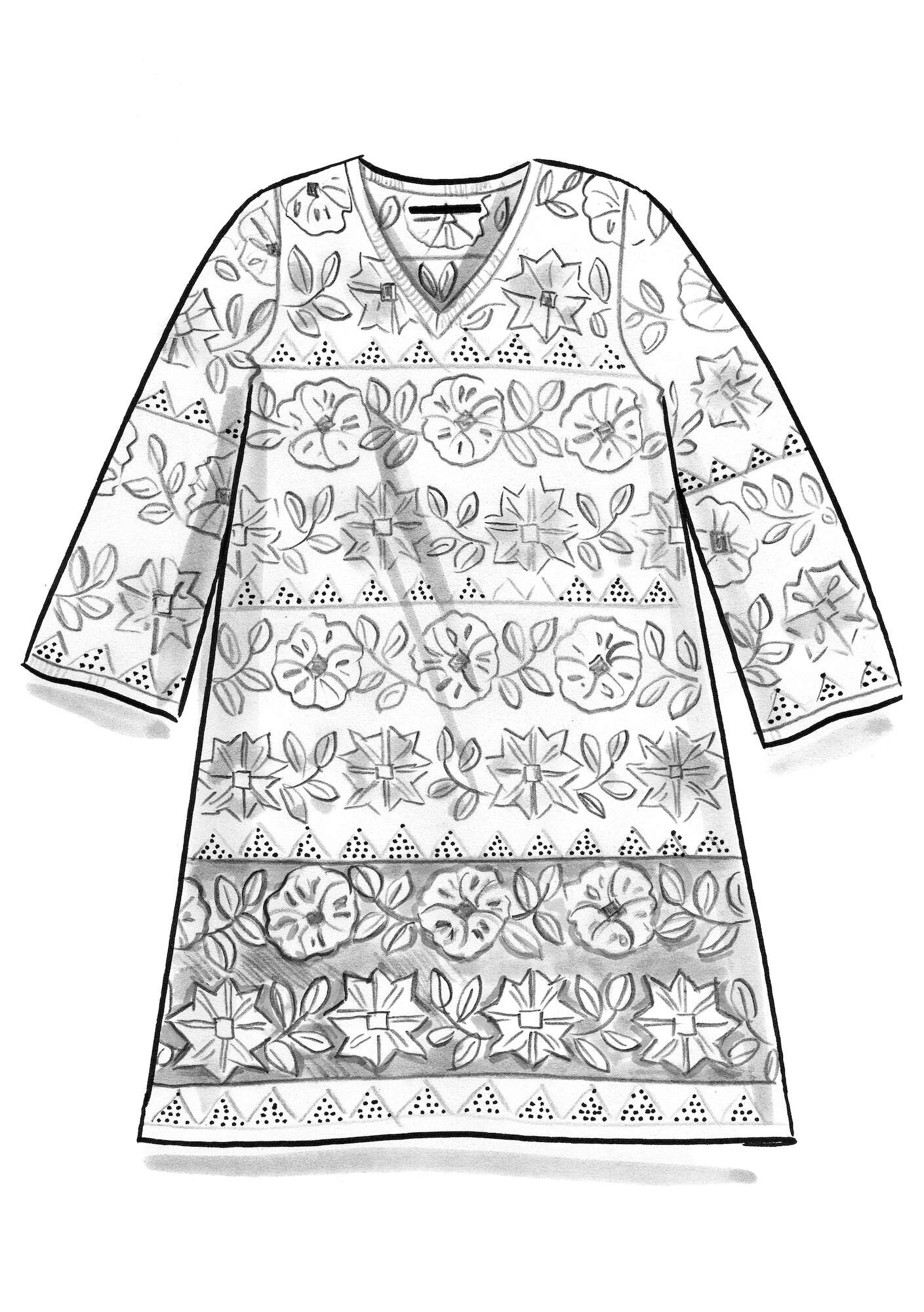 Stickad klänning  Desert Flower  i ekologisk bomull