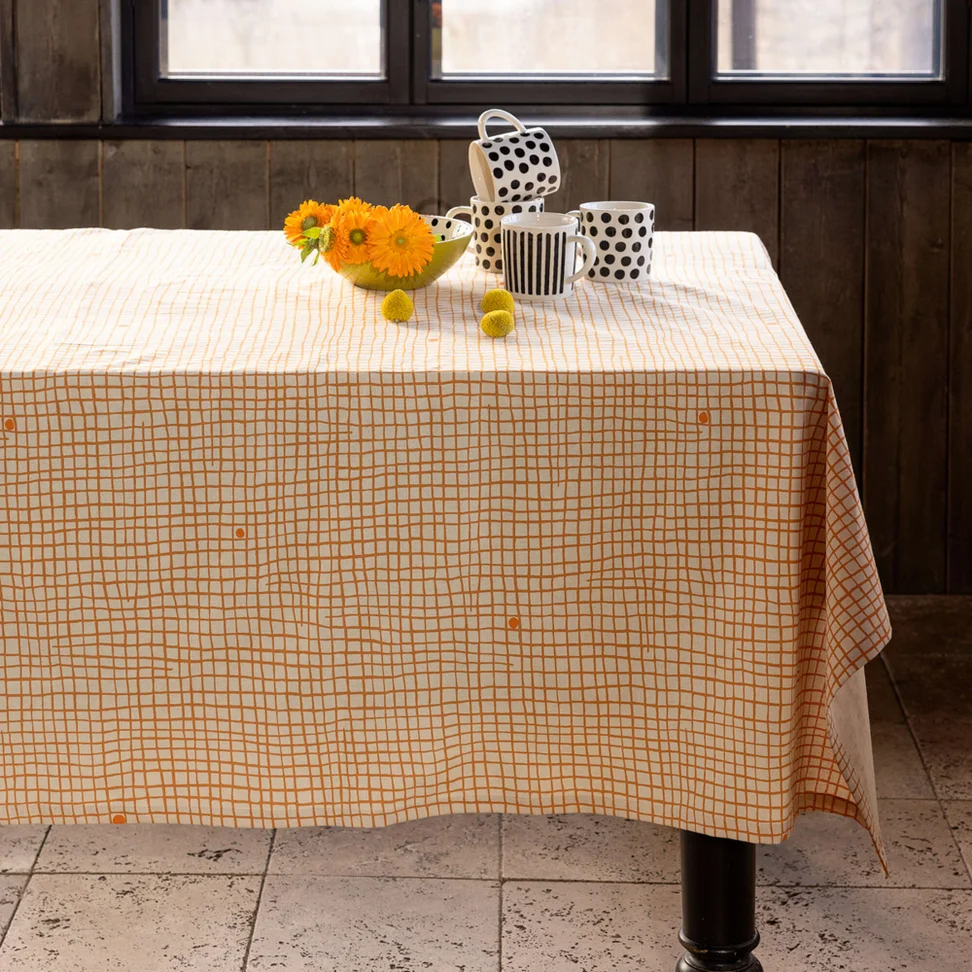 Tafelkleed "Joy" van biologisch katoen - clementine