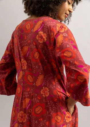Woven dress "Cleo" in organic cotton - agate red