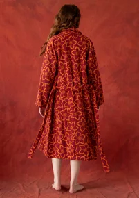 “Stars” terry robe in organic cotton - cranberry