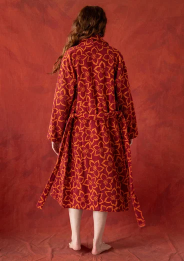 “Stars” terry robe in organic cotton - cranberry