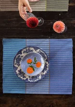 “Fence” organic cotton placemat - sea blue