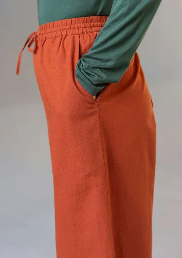 Airy trousers in solid-colour viscose/linen - rust